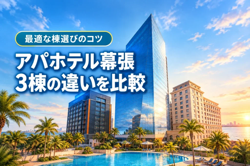 アパホテル幕張のイーストやウエスト、セントラルの違いは？最適な棟選びのコツを紹介（記事のアイキャッチ画像）