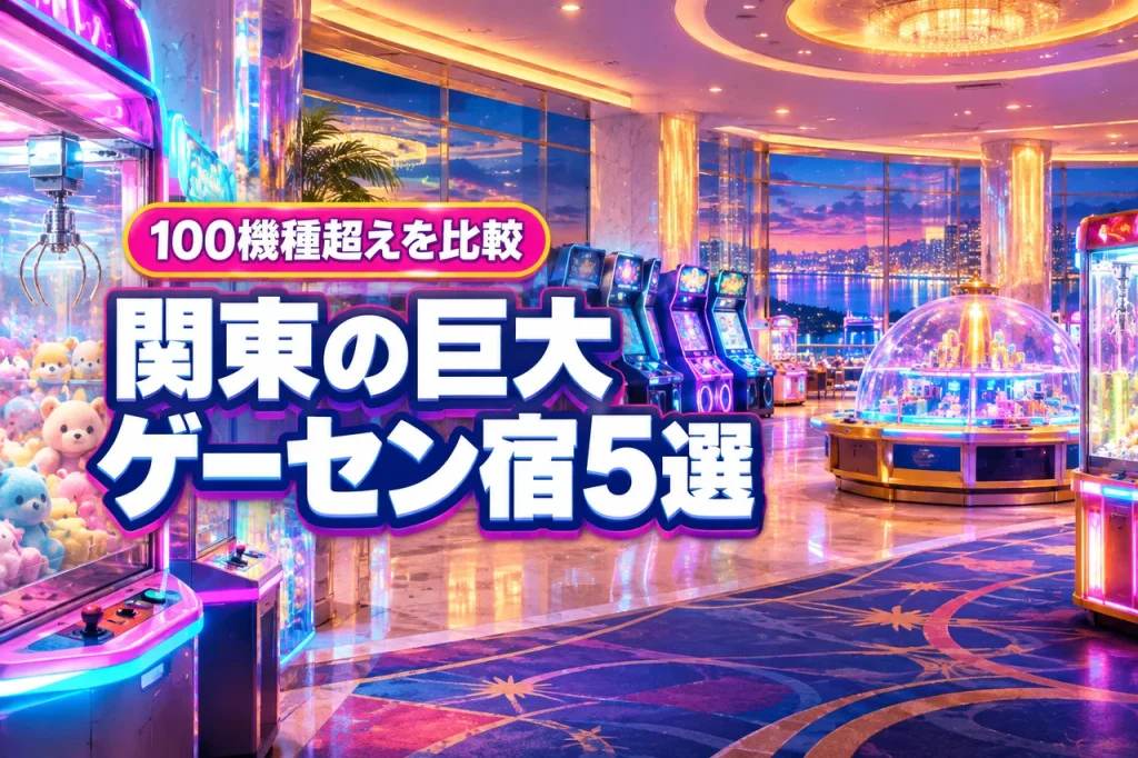 関東でゲームセンターが大きいホテル5選！100機種超えなど親子で楽しめる宿を比較（記事のアイキャッチ画像）