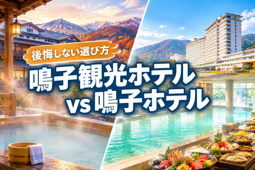 【必見】鳴子観光ホテルと鳴子ホテルはどっち？後悔しないための特徴を徹底比較（記事のアイキャッチ画像）